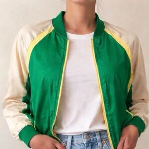Zara Green & Yellow Bomber Jacket 🌟Excellent Condition